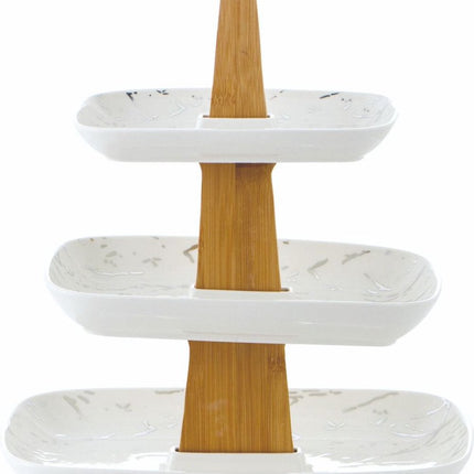 Etagere Porselein marmerlook 3 delige - Wit