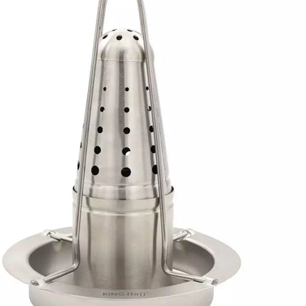 Kinghoff KH1880 - Kippenbraadrek Standaard van RVS - Grillstandaard met Kruidenhouder - Geschikt voor Oven, BBQ en Kampvuur - Ø18 cm, Hoogte 23 cm - Kiprooster - Kippenrooster