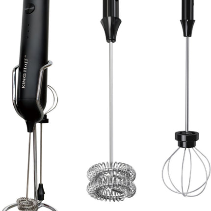 KINGHoff Elektrische Melkopschuimer – Draadloos – USB-C Oplaadbaar – 3 Snelheden – 2 Opzetstukken – KH-2001