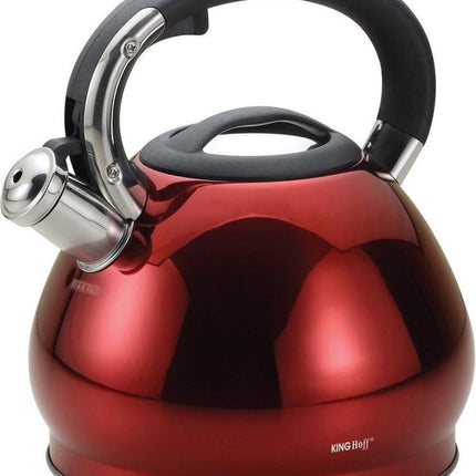 Kinghoff 1212 - Fluitketel - 3.4 liter - rood - Glans