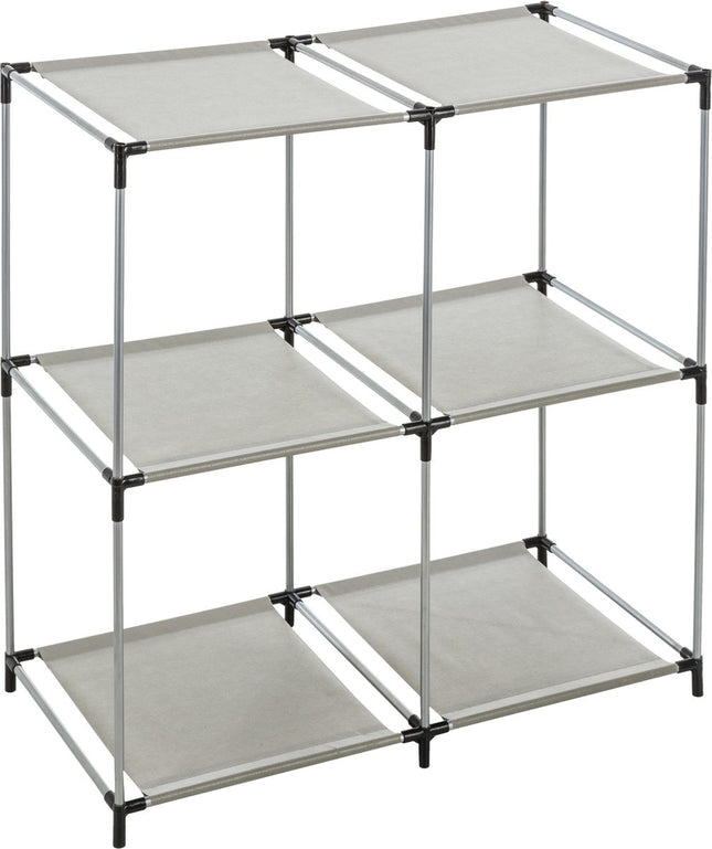 5Five Opbergrek 2-laags - metaal - kunststof - grijs - 67 x 68 cm - voor opbergmanden