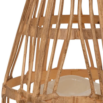 Atmosphera Solar tuin lantaarn - naturel - rotan kunststof - 16 x 23 cm - buiten - Led kaars licht
