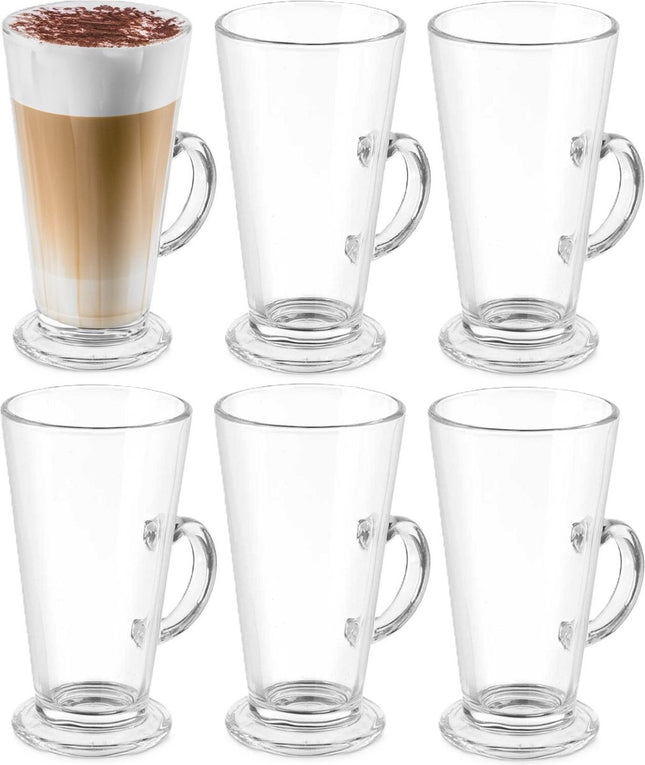 Vivalto Caffe Latte macchiato/koffie glazen model Paris - transparant glas - 6x stuks - 280 ml
