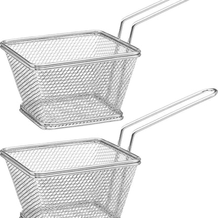 Secret de Gourmet Frietmandje/serveermandje - 4x - zilver - RVS - 20,5 x 9 x 11 cm - Patat/snacks serveren in een mandje