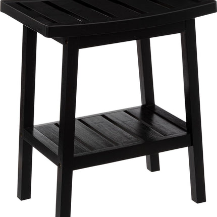 5Five Douche of bijzet krukje - bamboe hout - zwart - L40 x B25 x H46 cm