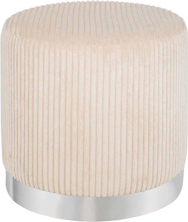 Atmosphera Sylia Corduroy Poef - Ø38xH38cm - Ivoor