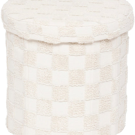 Atmosphera Opvouwbare Poef Geruit - Ø38xH38cm - Beige
