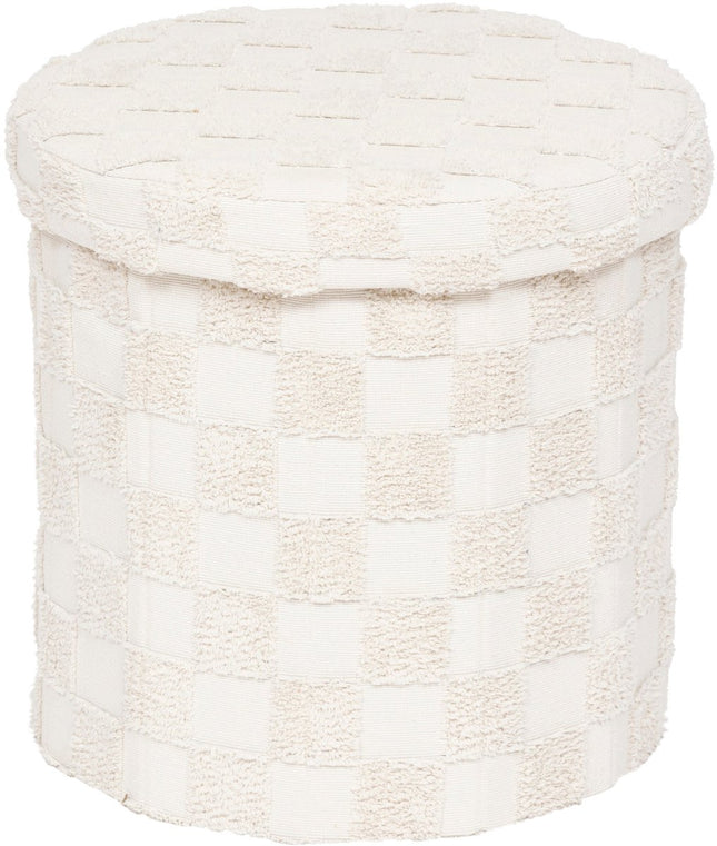 Atmosphera Opvouwbare Poef Geruit - Ø38xH38cm - Beige
