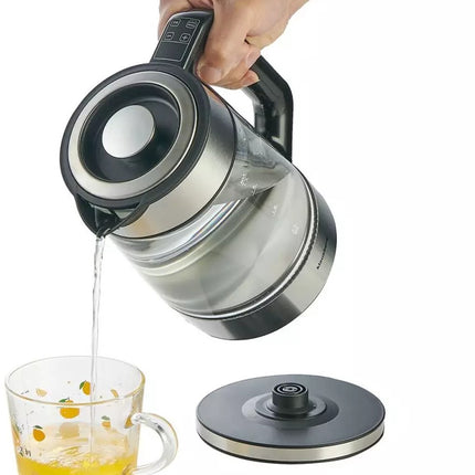 Klausberg KB7888 Elektrische Waterkoker – 1.7L, 1850-2200W, Borosilicaatglas & RVS 304, RGB LED, Temperatuurregeling - 40 tot 100 graden