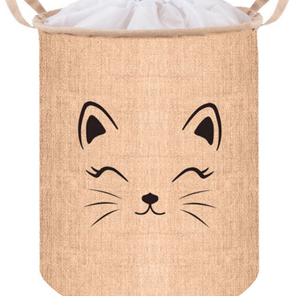 Kruzzel Toy Basket Organizer 63L - Opbergmand voor speelgoed, kleding en wassen - XL, waterdicht, vouwbaar -Beige met print