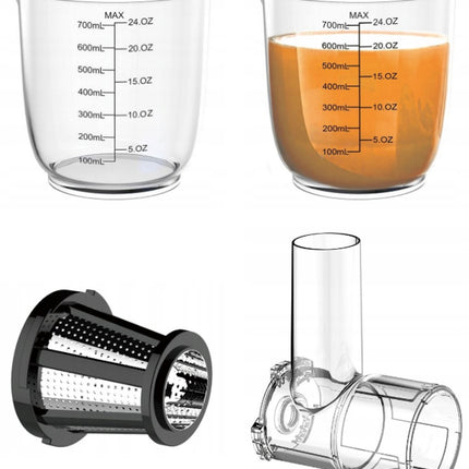 Klausberg Slow Juicer KB-7863 – 150W | Cold Press | Stille Juicer - Groenten en Fruitpers – Met Pulpreservoir - Juice Maker - Grijs