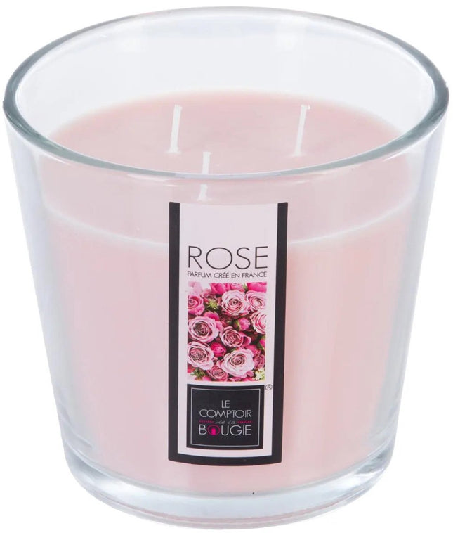 Atmosphera Candles Geurkaars - in glas - rozen bloemen aroma - 40 branduren - 13 x 12 cm - woondecoratie - geurkaarsen