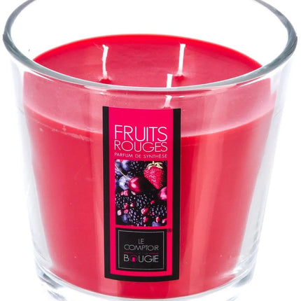 Atmosphera Candles Geurkaars - in glas - rood fruit aroma - 40 branduren - 13 x 12 cm - woondecoratie - geurkaarsen