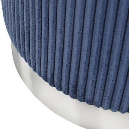 Atmosphera Sylia Corduroy Poef - Ø38xH38cm - Inktblauw