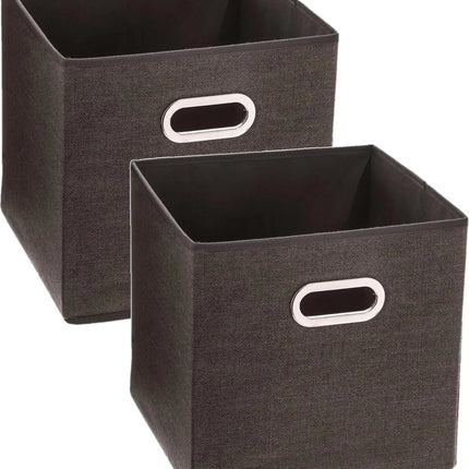 Set van 2x stuks opbergmand/kastmand 29 liter bruin linnen 31 x 31 x 31 cm - Opbergboxen - Vakkenkast manden