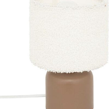 Atmosphera Tafellamp Bona bouclette - Ø14xH22cm - Bruin/Wit