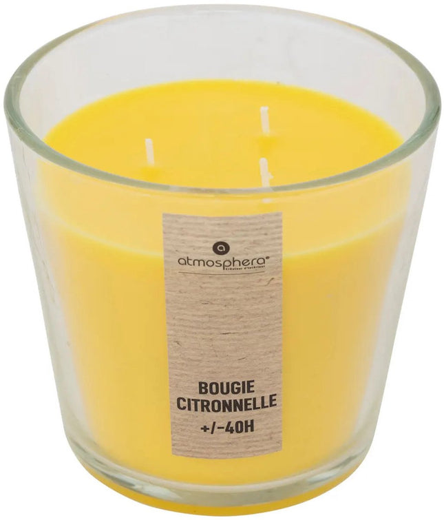 Atmosphera Candles Geurkaars - in glas - citronella aroma - 40 branduren - 13 x 12 cm - woondecoratie - geurkaarsen
