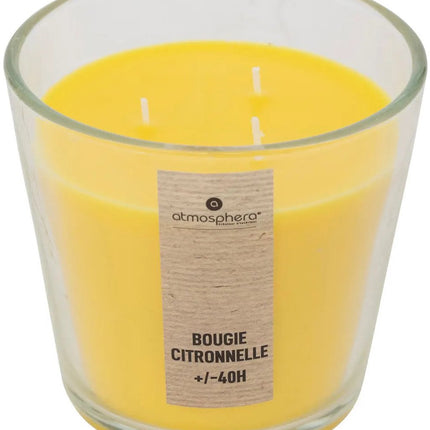 Atmosphera Candles Geurkaars - 2x - in glas - citronella aroma - 40 branduren - 13 x 12 cm - woondecoratie - geurkaarsen