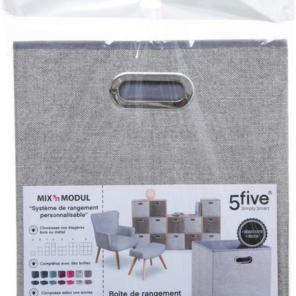 5Five Opbergmand/kastmand beige - Set van 3x stuks - linnen - 29 liter - 31 x 31 x 31 cm - Opbergbox - Vakkenkast manden