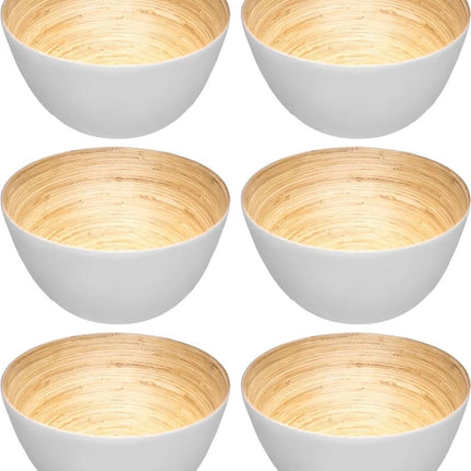 Secret de Gourmet - 6x - Slakom/serveer schaaltjes - bamboe wit - D17 cm