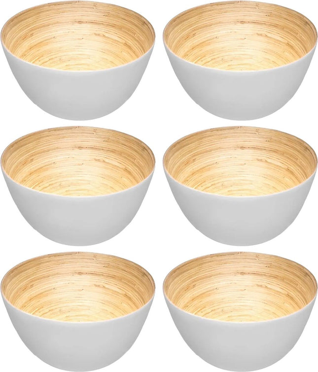 Secret de Gourmet - 6x - Slakom/serveer schaaltjes - bamboe wit - D17 cm