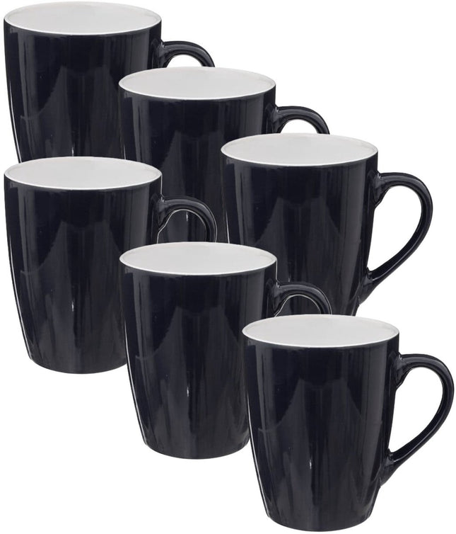 5Five Koffiemokken Colorama - 6x stuks - Keramiek - blauw - 380 ml - 9 x 11 cm