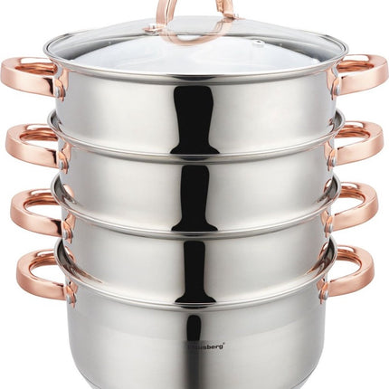 Klausberg 7736 - stoompan - 5 delig - 24 cm - 5 liter - rvs - alle warmtebronnen