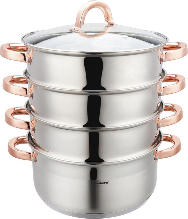 Klausberg 7736 - stoompan - 5 delig - 24 cm - 5 liter - rvs - alle warmtebronnen