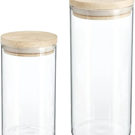 Secret de Gourmet - Keuken voorraadbussen/potten glas/hout set 6x stuk