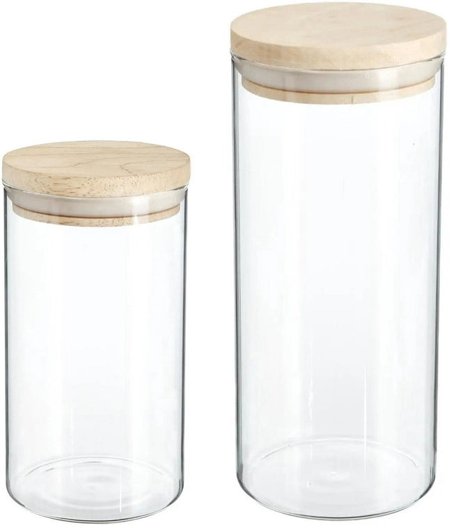Secret de Gourmet - Keuken voorraadbussen/potten glas/hout set 6x stuk