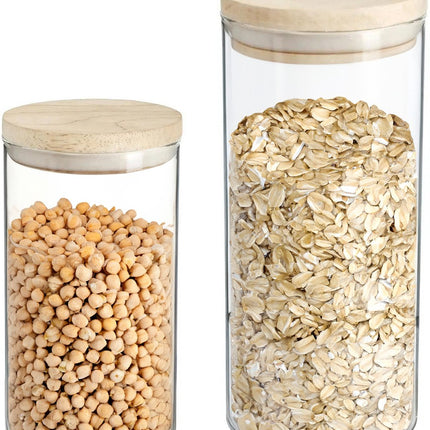 Secret de Gourmet - Keuken voorraadbussen/potten glas/hout set 6x stuk