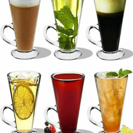 Latte Macchiato Cappuccino glazen – Met handvat | Set 6 stuks | 280 ml |  Koffieglazen | Irish