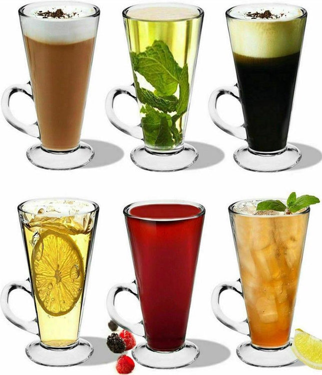 Latte Macchiato Cappuccino glazen – Met handvat | Set 6 stuks | 280 ml |  Koffieglazen | Irish