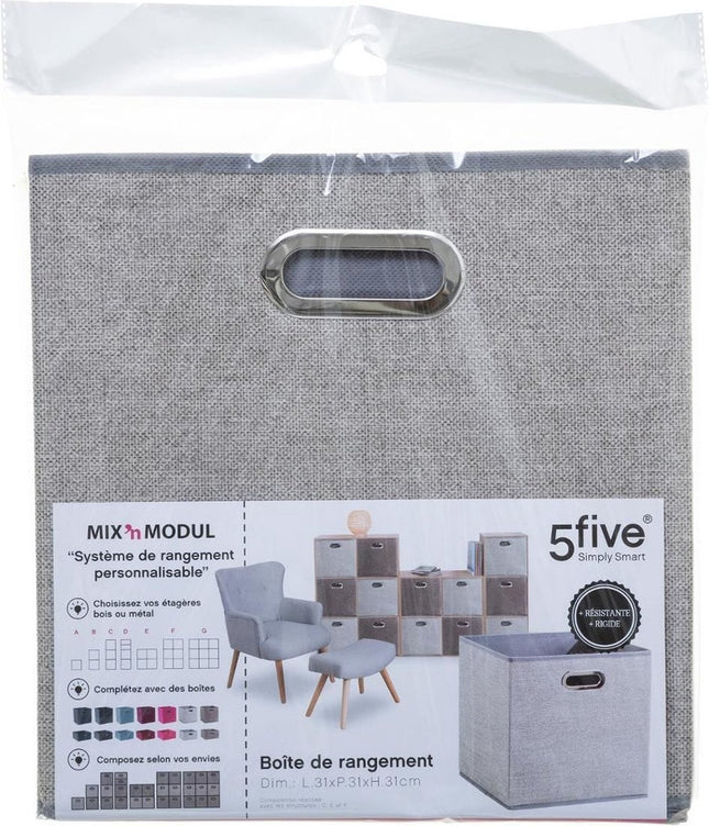 5Five Opbergmand/kastmand beige - linnen - 29 liter - 31 x 31 x 31 cm - Opbergbox - Vakkenkast manden