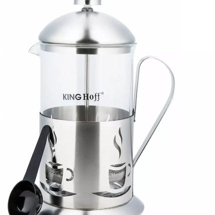 Kinghoff Theezetapparaat van Glas en RVS - 0,8 Liter - Smaakvolle Thee en Koffie - Geschikt voor de Vaatwasser - Theepot