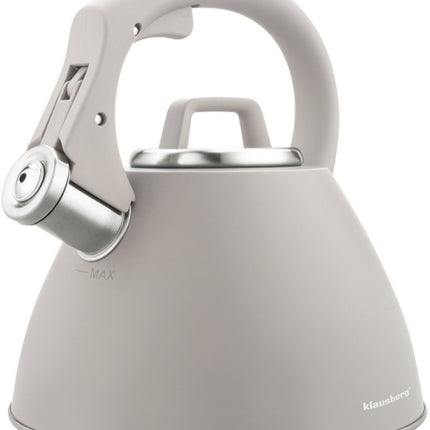KLAUSBERG KB-7953 Fluitketel 2,5 L – Latte Beige Mat – RVS – Soft-Touch – Inductie – Met Fluit