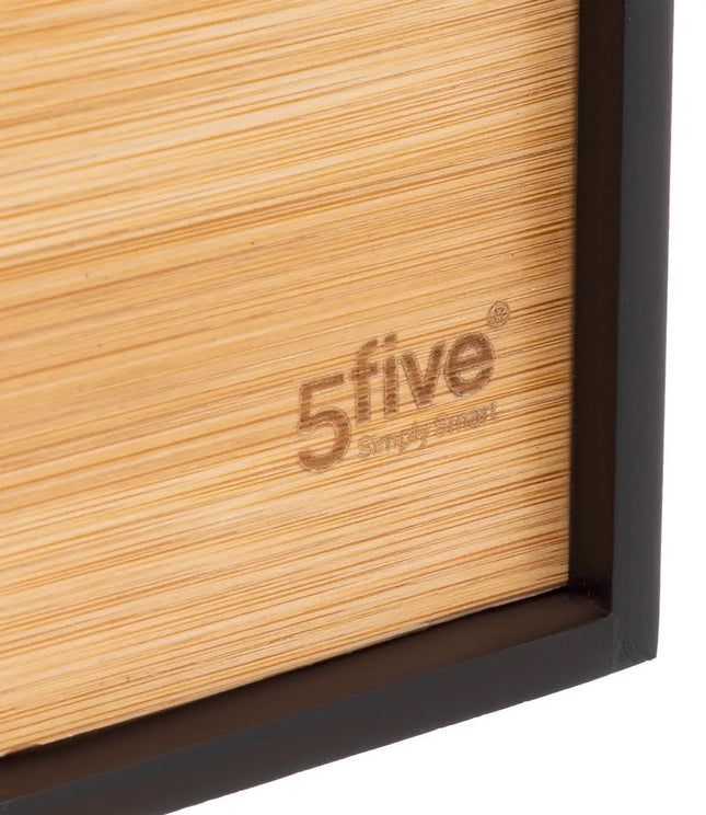 5Five lectuurbak/tijdschriften cassette - 3x - zwart/bruin - B9 x D25 x H30 cm - hout