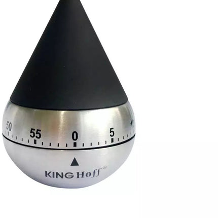 Kinghoff Mechanische Keukenweker - RVS Staal, 60 Minuten Timer, Ø62 x 92 mm - Stijlvol en Duurzaam Keukenaccessoire - Kookwekker