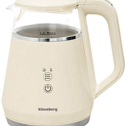 Klausberg KB-7893 Elektrische Waterkoker – 1 Liter, Glazen Ontwerp, LED Bedieningspaneel, 5 Temperatuurstanden, Houd-warmfunctie