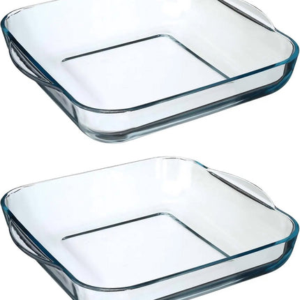 Secret de Gourmet Ovenschaal vierkant - Glas - 29 x 6 cm - Set 2x