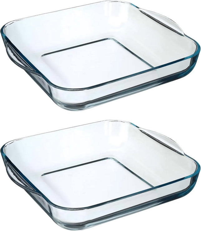 Secret de Gourmet Ovenschaal vierkant - Glas - 29 x 6 cm - Set 2x