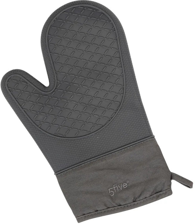 5Five Ovenwant handschoen - antraciet - katoen met siliconen - 18 x 29 cm - keuken - hete pannen