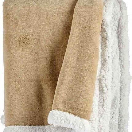 Plaid | Fleece met teddymateriaal | sherpa| beige | wit | 130x170cm