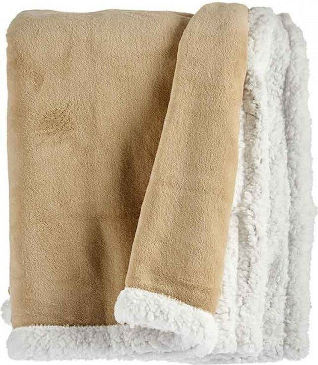 Plaid | Fleece met teddymateriaal | sherpa| beige | wit | 130x170cm