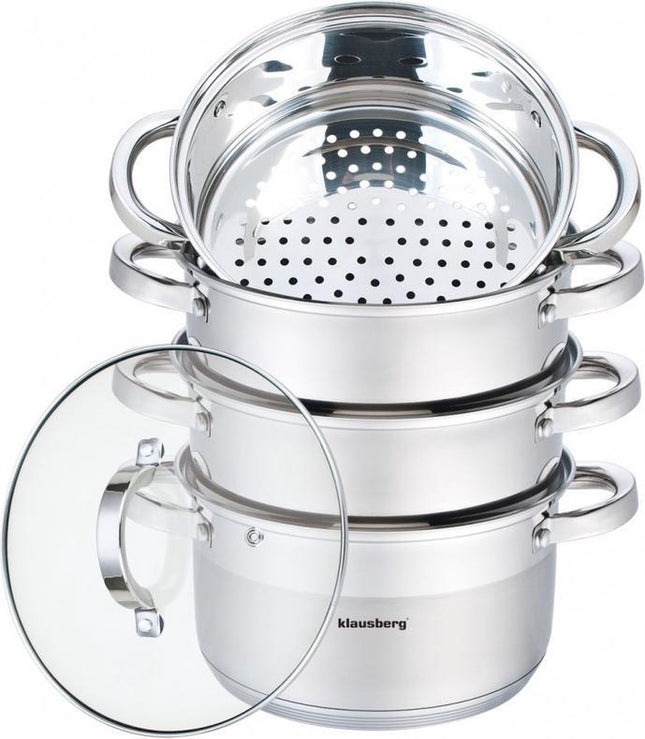 Klausberg 7140 - stoompan - 5 delig - 20cm - rvs - alle warmtebronnen