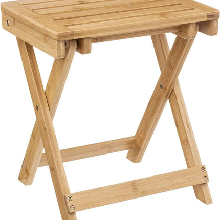 5Five - Bijzettafel opvouwbaar - 2x - bamboe hout - L39 x B33 x H44 cm