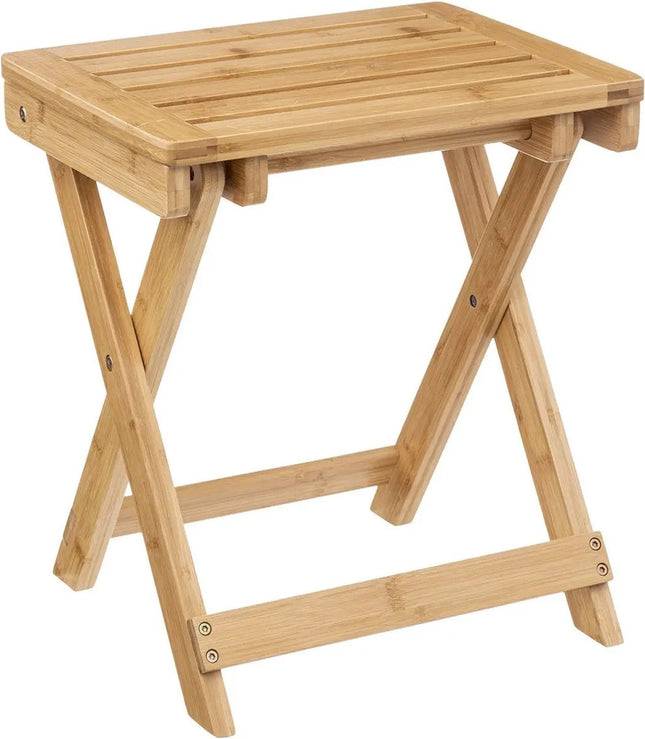5Five - Bijzettafel opvouwbaar - 2x - bamboe hout - L39 x B33 x H44 cm