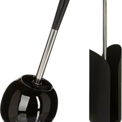 5Five - WC-borstel/toiletborstel met toiletrolhouder set in het zwart