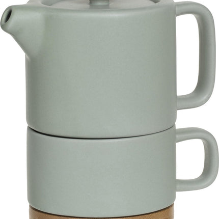 Secret de Gourmet 3 in 1 Theepot + Kopje + Onderzetter Keramiek - Mint Groen