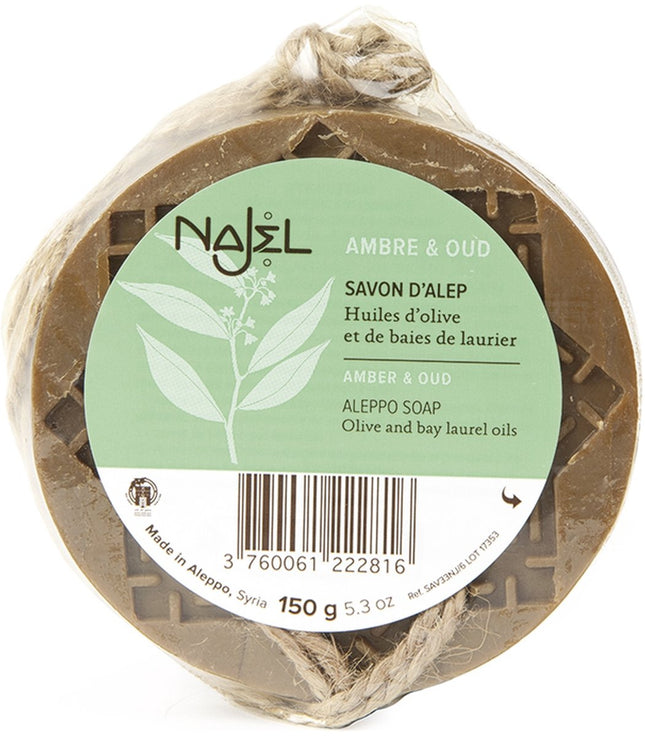 Najel - Aleppo zeep- Amber/Oud Aroma - Douche kruidenzeep aan koord - 150g